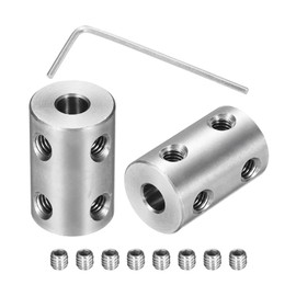 sourcing map Rigid Screw Coupling 5mm to 5mm Shaft Coupler Connector L22mm x D14mm Steel Joint Connector Rigid Coupling Set for 3D Printers DIY Encoder with 16 Screws & Hex Wrench, 4 Pcs