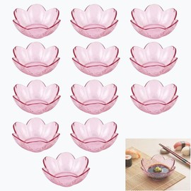ZAJINJABD Sakura Sauce Dishes Set, 3.34x1.37 inch Plastic Cherry Blossom Dipping Bowls, 12 Pcs Small Condiment Dishes for Soy Sauce, Sushi, Snacks, and Party Appetizers (Purplish Pink)