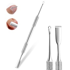 GIONAR 2-in-1 Manicure Cuticle Pusher, Substitute for Staleks Pro Expert 51, Straight Flat & Loop Design, Professional Nail Tool, Cuticle Pusher Tool, Stalex Ring Nail Tool for Manicure Care