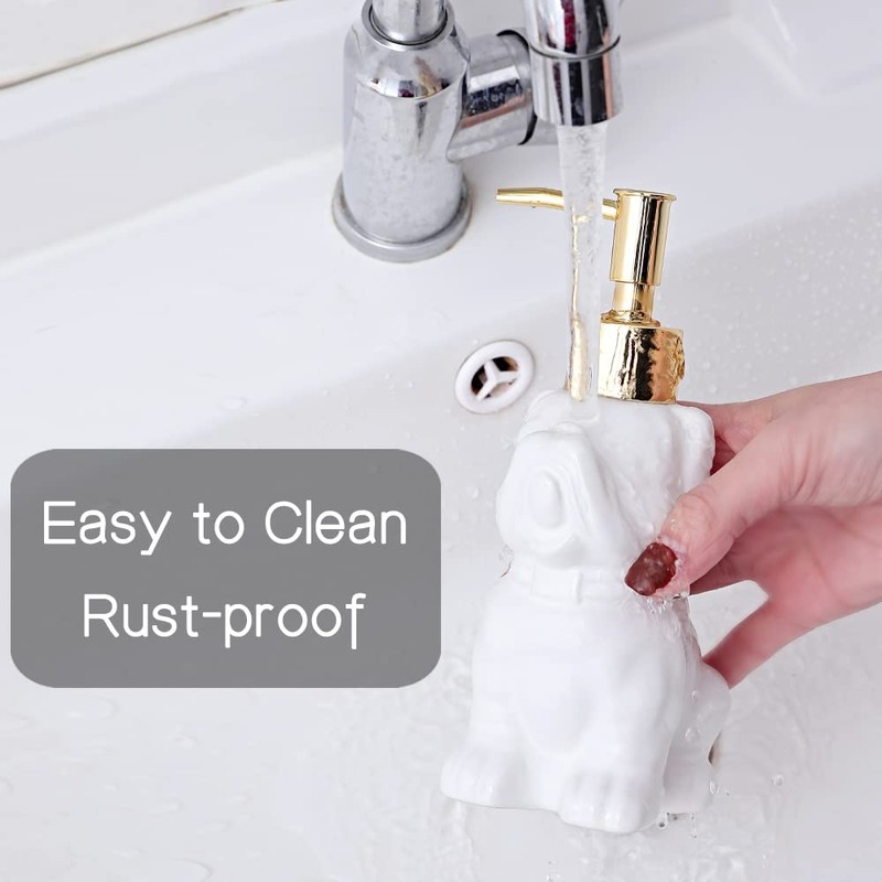 Cute Soap Dispenser Bathroom, Dog-Shaped Design, Ceramic Hand Soap Dispenser