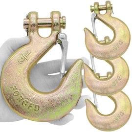 Terixe 1/2 in Clevis Slip Hook with Safety Latch 4 Pack - 22000LBS Capacity Heavy Duty Trailer Chain Hooks for Lifting, Winching, Towing & Industrial Use