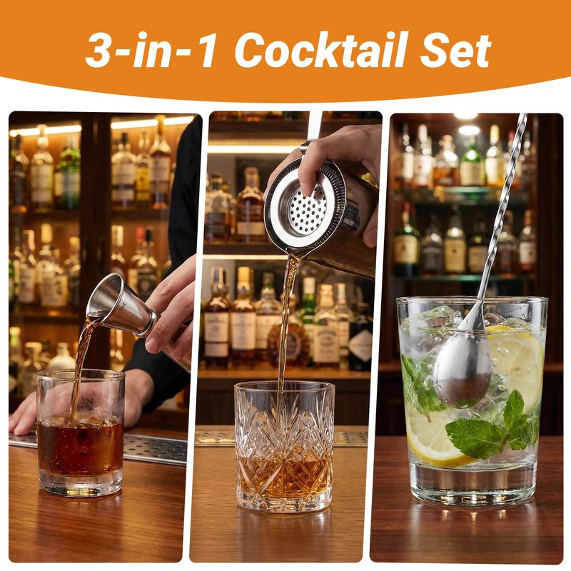 AIZOE 3 Pack Bar Set, Includes Shot Measure Jigger 2