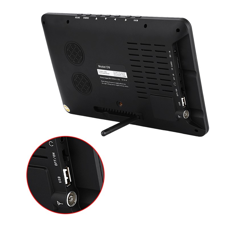 9inch Digital Analog Television 800x480 Resolution Portable TV 110‑240V