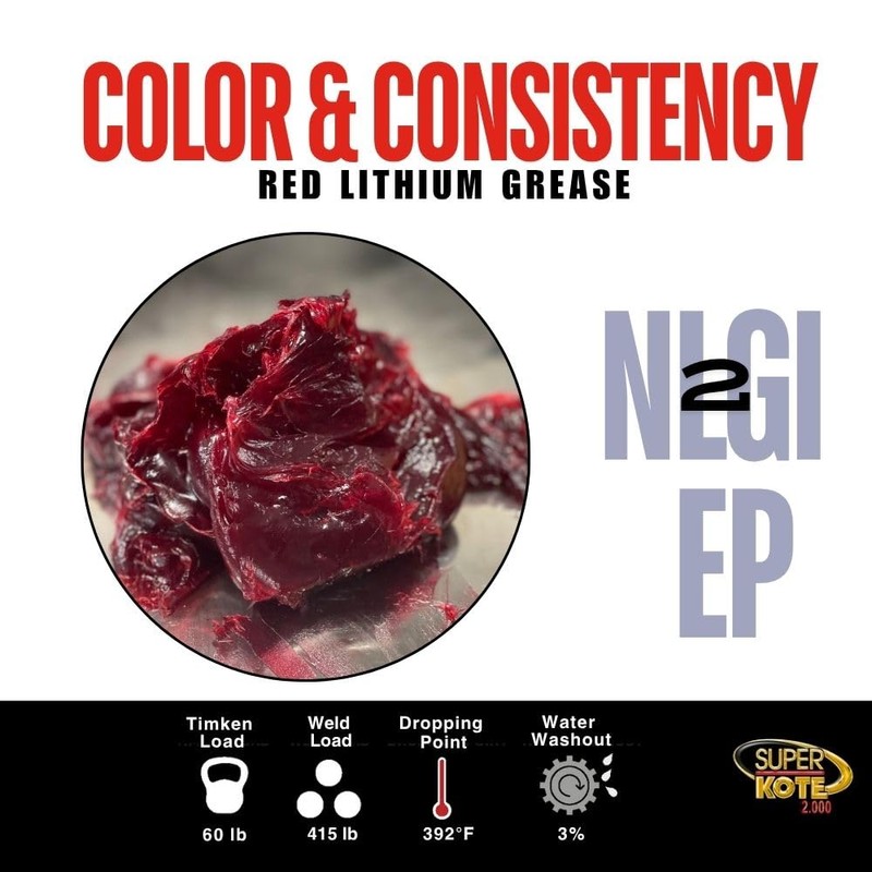 Red and Tacky Lithium Grease Superkote 2000 | NLGI 2