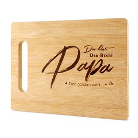 Geschenke für Papa - Bambus Schneidebrett, Schneidebrett Holz mit Gedrucktem Text, Brotzeitbrett Holzbrett für papa Frühstücksbrettchen Geburtstagsgeschenk