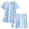 PNAEONG Conjunto de pijama corto de algodón para mujer, S