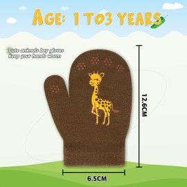 WAWSAM 3 Pairs of Baby Mittens Children's Knitted Gloves Toddler Ski Gloves for Girls Boys, 3 pair animal