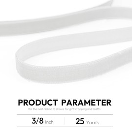Quhora Velvet Ribbon, 3/8 Inch X 25 Yd with Spool, White Velvet Fabric - Ideal for Crafts, Gifts, Bows, Christmas Trees, Weddings, and Ornaments