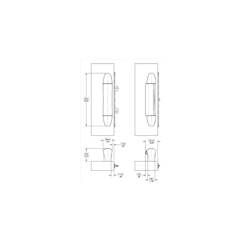 8.7" Interlock Intuition Sliding Glass Door Handle Kit Replacement -