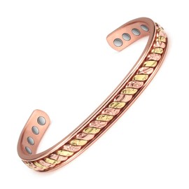 EnerCoppeX 3500 Gauss Magnetic Bracelet for Men and Women, 99.99% Pure Copper Magnetic Bracelet, Classic Indian Handwoven Craft, Includes 8 Magnets (G)