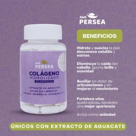 A&G Persea - Capsulas De Colageno Con Biotina 90 Capsulas, Con Magnesio, Extracto de aguacate, Vitamina E y C, sin sabor
