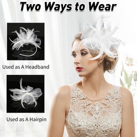 White Fascinators for Weddings Ladies Retro Elegant Flower Hair Fascinator Hat Fascinator Clip for Women Mini Top Hats Hair Clips White Fascinators Women Accessories for Evening Party Prom