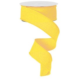 Solid Canvas Wired Edge Ribbon, 10 Yards (Yellow, 3.8cm )