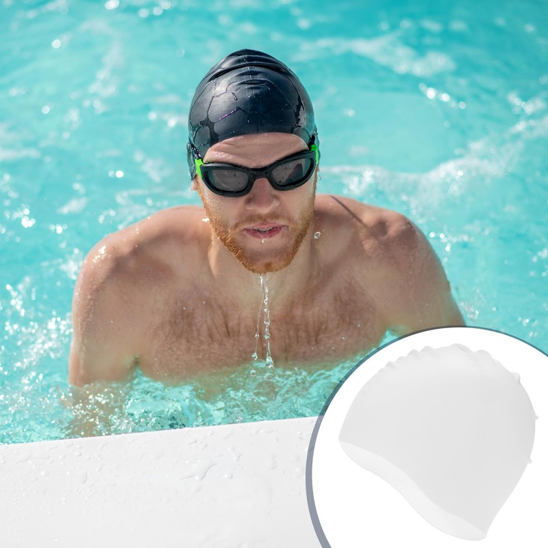 M METERXITY 6-Pack Silicone Swim Cap, 7.3" Opening 7.9" H