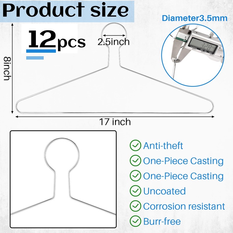Leinuosen 12 Pack Anti-Theft Security Hangers 17 Inch Heavy Duty