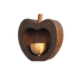 Wooden Door Chime – Shopkeeper’s Bell for Door Opening, Hanging Apple Brass Bell for Business, Office Decor Idea (Dark Brown)