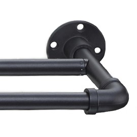 Industrial Double Curtain Rod 31-137 Inch, 1 Inch Heavy Duty Double Wrap Around Rod Adjustable Telescoping Blackout Curtain Rod for Kitchen, Living Room, Bedroom, Bathroom