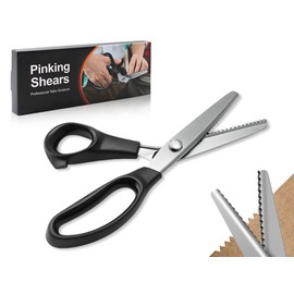 Anlising Serrated Scissors for Fabric, Paper, Crafts, Fabric Scissors, Triangle Scissors, Rustproof Stainless Steel Scissors, Zigzag Scissors, Lace Scissors (Black)