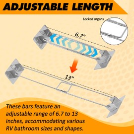 TonGass (2-Pack, 6.7-13 Inches RV Bathroom Corner Storage Bars Camper Bathroom Accessories RV Travel Trailer Shower Corner Storage Bar - Secure Toiletries in Your RV Bath
