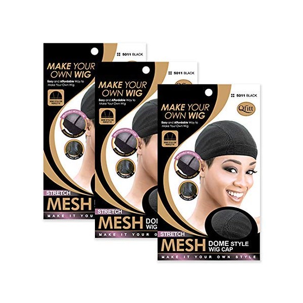 (3 Pack) Qfitt Mesh Dome Style Wig Cap #5011