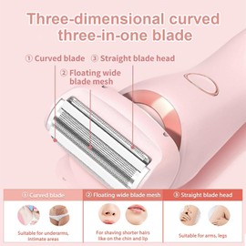 Womens Razor,Razor for Women, The Glide Pro 3.0 Shaver,2 in 1 Wet & Dry Waterproof Electric Razors for Women,Silk Glide Pro Shaver with Removable Head for Leg Arm Underarm Bikini Area,Pink3