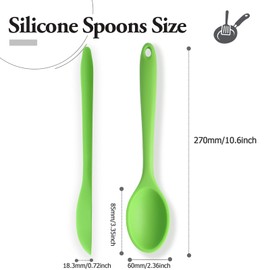 Auvotuis 2 Pcs Silicone Spoons for Cooking Heat Resistant, Non-Stick Mixing Spoon for Kitchen Cooking Baking Stirring Mixing Basting Tools (Green)