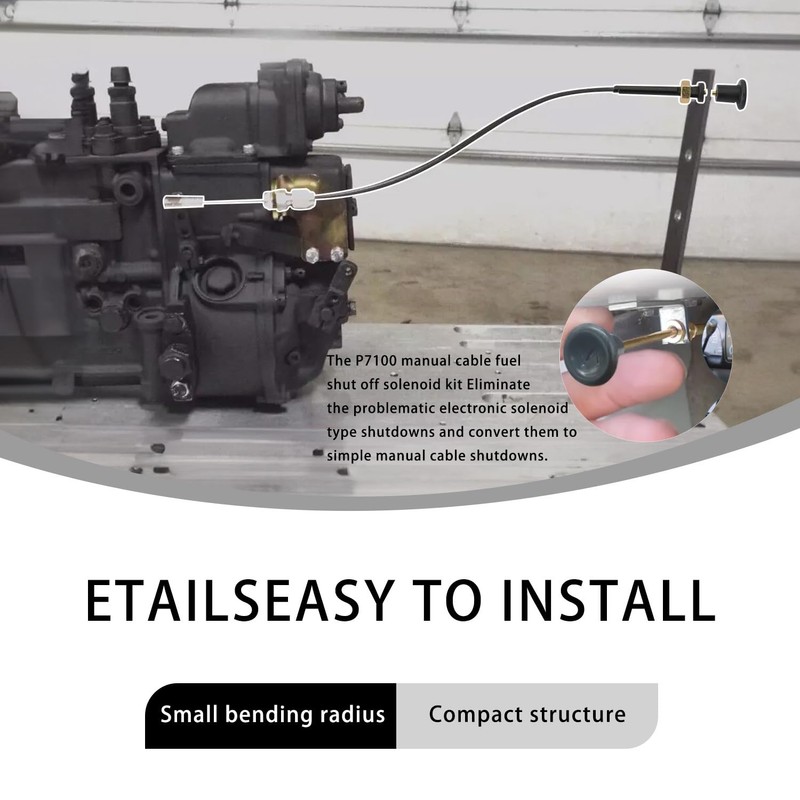 P7100 Manual Fuel Shut Off Solenoid Kit Cable Compatible with