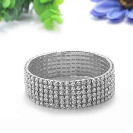 Flongo Women's Tennis Bracelet Inlaid Rhinestone Stretchy Bracelet Gifts for Mother, Girlfriend, Bride, Bridesmaids Bracelet, Resin