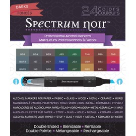 Spectrum Noir Colouring System Alcohol Marker Dual Nib Pens Box Set - Darks - Pack of 24