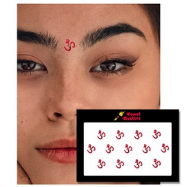 Comet Busters Fancy Red Om Bindi With Stone Work (6cm) (BIN1145)