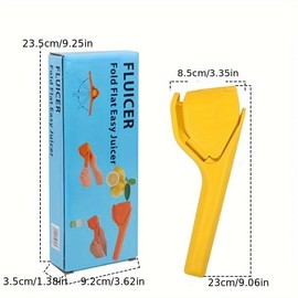 Lemon Fluicer, Easy Squeeze Manual Lemon Juicer, Citrus Juicer That Folds Flat for Space-Saving Storage, Lemon Squeezer with Pivot to Increase Leverage (Yellow)