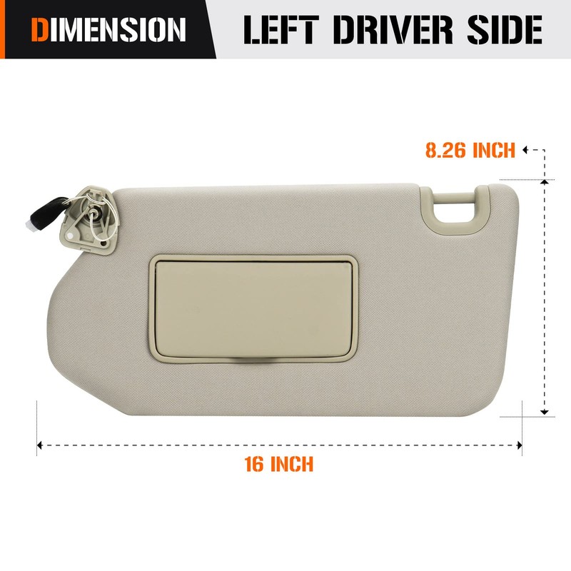 Sun Visor with Light for 2013-2018 Nissan Pathfinder, 2014-2017 Infiniti