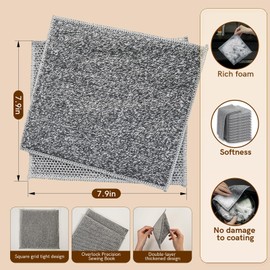 puretor 12Pcs New Upgrade 2-LayerNonScratch Wire Dishcloth, WireDishwashing Rag, Non-Scratch Wire DishwashingRagsfor Wet and Dry, Kitchen Cleaning Dish Ragsfor Cookware,Sinks, Dishes,Stove