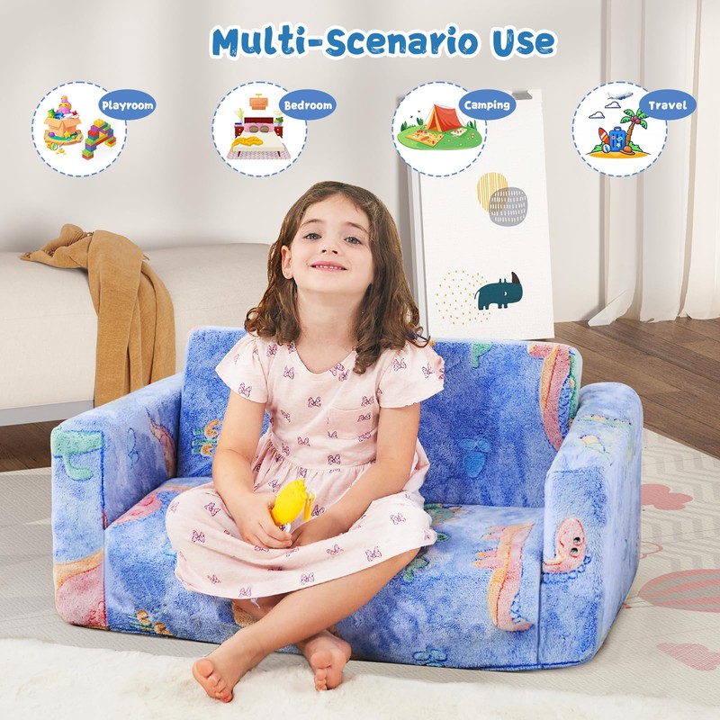Toddler Chair Comfy,Toddler Couch,Extra Wider Seating,Glow in The Dark 2-in-1