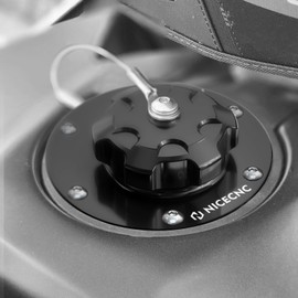NICECNC Motorcycle Fuel Filler Cap Kit with O-ring Fuel Filler Unit Compatible with 790/890 Adventure R/S/Rally 2019-2023, 6061 Aluminum Fuel Filler with Fuel Cap, Fuel Tank Gas Cap, Anodized, Black