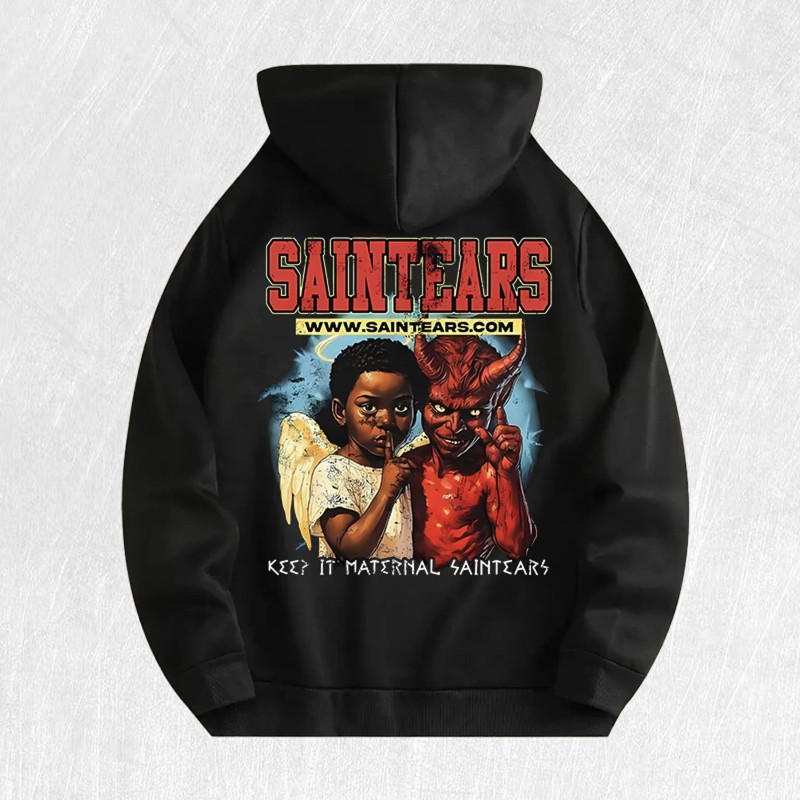Saintears Angel & Devil Graphic Hoodie 100% Cotton US Warehouse