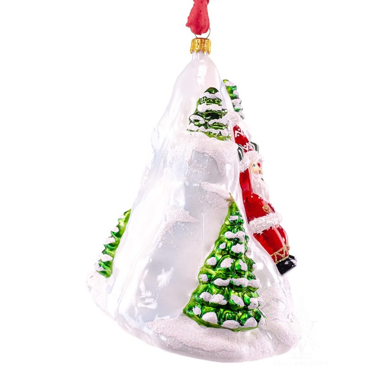 Vaillancourt Folk Art Santa Sliding Down Mountain