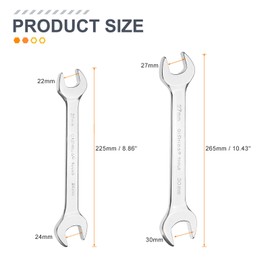 HARFINGTON 2pcs Double Open End Wrench 22mm x 24mm/27mm x 30mm Metric 15 Degree Offset Angle Small Flat Head Wrench Mirror Polished Open Ended Spanner for Automotive Repair Furniture Assembly