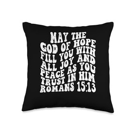 Retro Groovy Faith Romans 15 13 May the God of hope fill you Throw Pillow