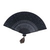 Handmade Fan - Black Bone Peacock Pattern Antique Bamboo Fan