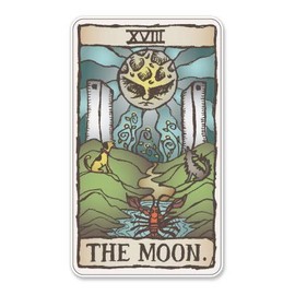 The Moon Tarot Card - 5" Vinyl Sticker - for Car Laptop I-Pad - Waterproof Decal