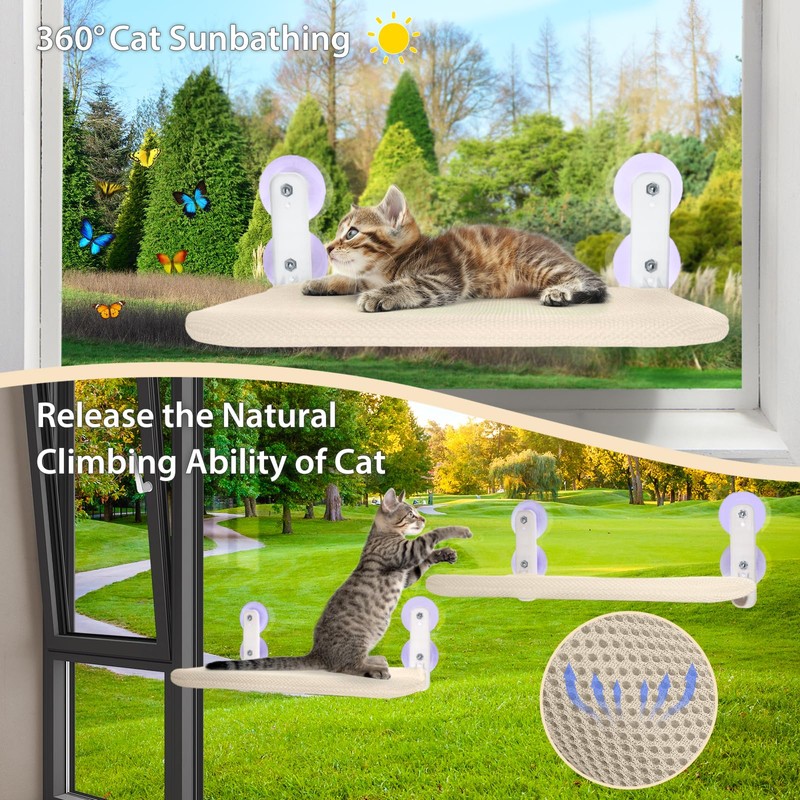 TONY HOBY Cat Window Hammock, Foldable Cat Window Perch, Comfortable