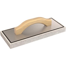 Bon White Foam Float – 12 in. × 5 in. × 1 in. Foam Finishing Float with Durable Aluminum Backing and Traditional Wood Handle – Smooth Concrete, Stucco, and Plaster Finishing Tool