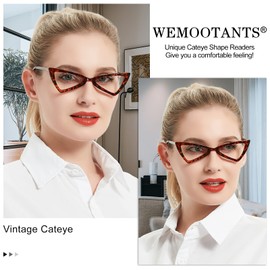 WEMOOTANTS Cat Eye Reading Glasses Women Lightweight Cute Readers 1.00 1.25 1.50 1.75 2.00 2.25 2.50 2.75 3.00 3.50 4.00 Brown Leopard 100