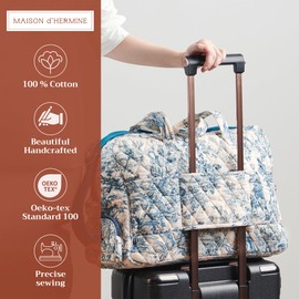 Maison d' Hermine Weekender Bags for Women Cotton Quilted Duffel Overnight Luggage Weekend Bag for Men Gym Sports Gifts Travel Business Travellers Family Trip (Colmar - Yellow)