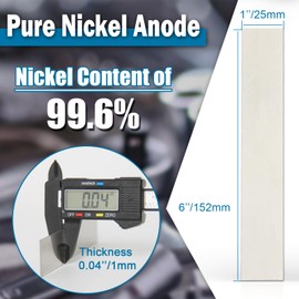 Nickel Anode - 1 Inch X 6 Inches X 0.04 Inch (19 GA) 99.6% Pure Strip Sheet for DIY Plating and Electroplating, High Purity Plate