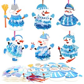 MONCAP Pack of 12 Snowman Craft Sets Children Christmas Crafts Snowman Christmas Crafts Children Poke Art DIY Toys Snowman Decoration Craft for Boys Girls Christmas Winter Creative DIY