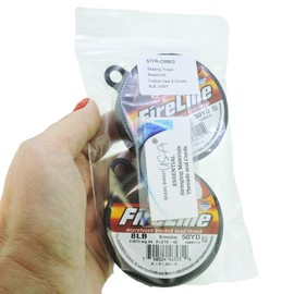 Bundle of 2 Colors: Fireline Beading Thread, 50 Yards/Spool, 8LB Test, 0.007" Inch - 50YD Clear + 50YD Smoke