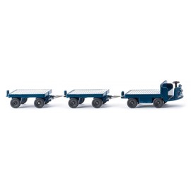 Wiking Electric Cart with Trailers Green Blue 1956-69 HO Gauge 116004