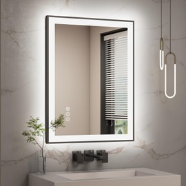 CHARMOR Framed LED Lighted Bathroom Mirror 24x32, Dimmable Vanity Mirror for Wall, Backlit and Front Lighted, Anti-Fog (Horizontal/Vertical)